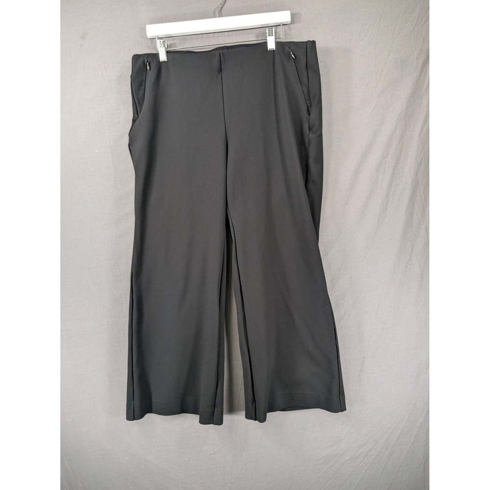 Chicos Black Travelers Wide Leg Crop Pants Side Zip Size 3P 16P